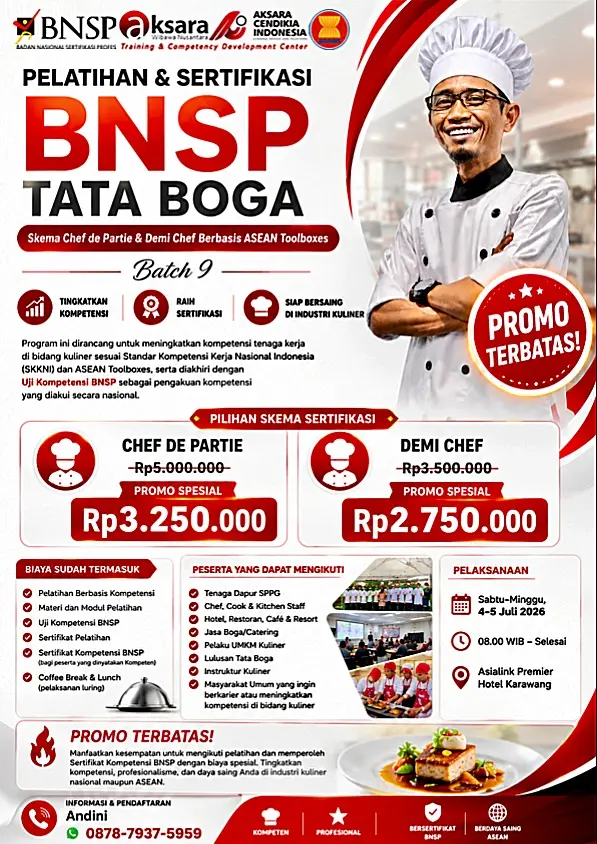 PELATIHAN DEMI CHEF & CHEF DE PARTIE